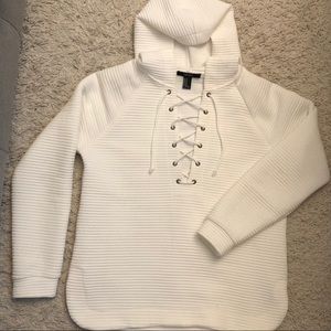 F21 White Hooded Sweater